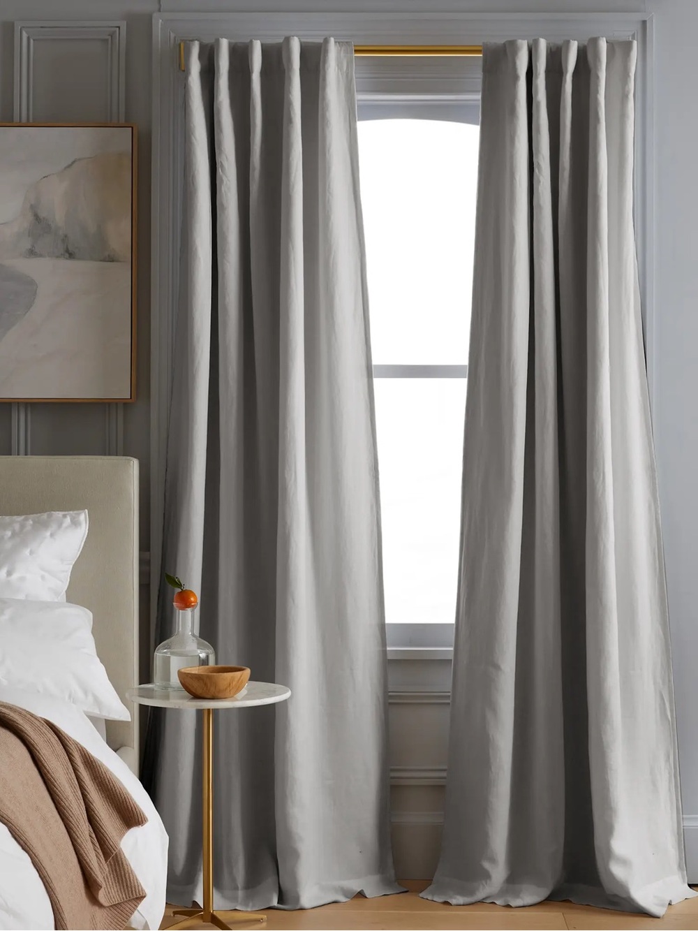 Quince European Linen Room Darkening Curtain in Cloud